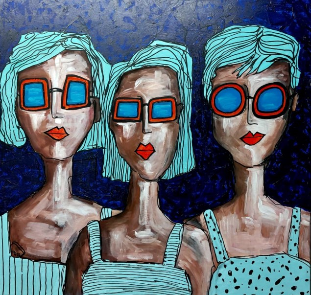 Acrylgemälde 3 Ladies I1